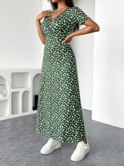 Primavera - Vestido floral elástico con escote en V