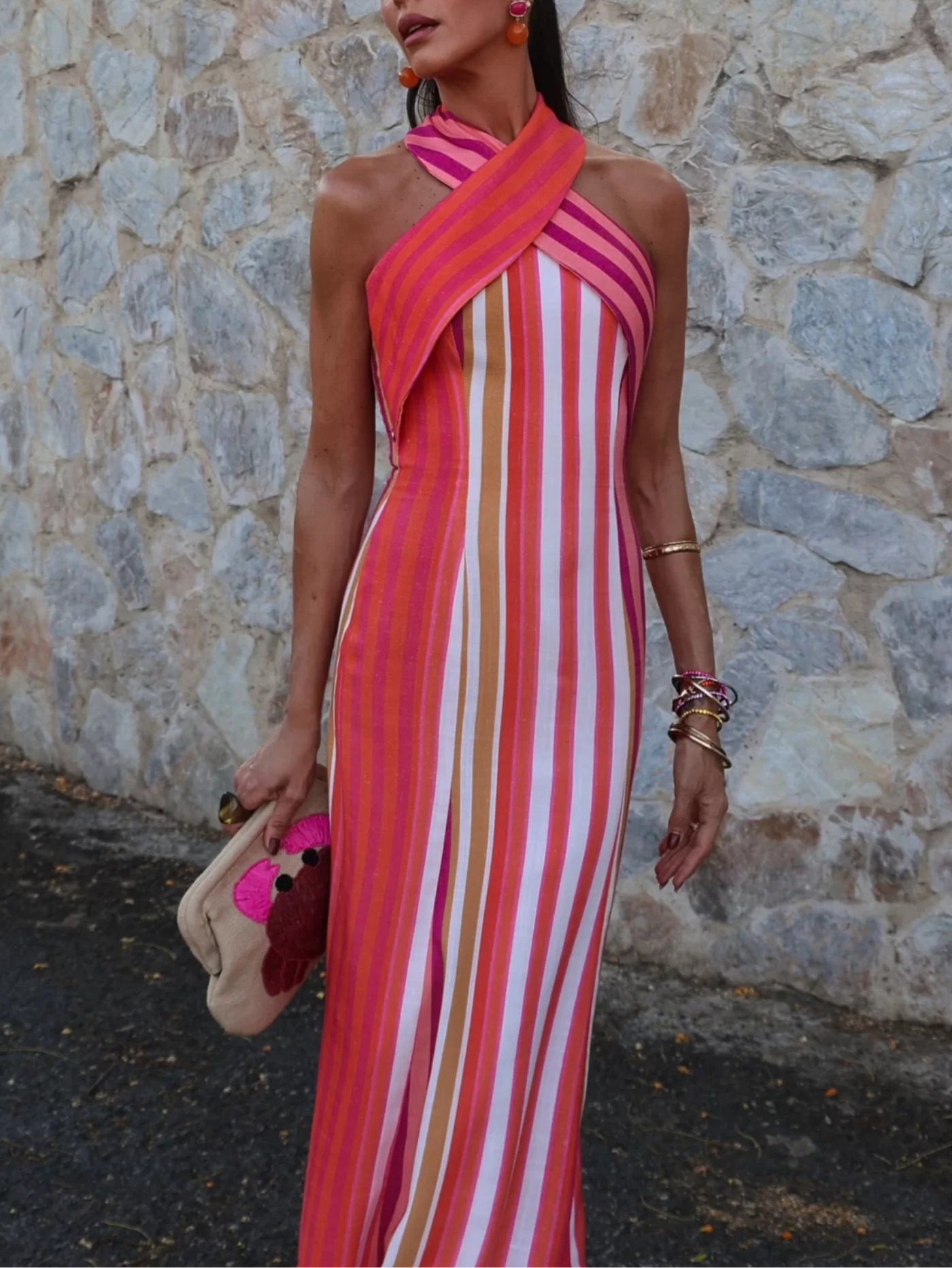 ELSA - VESTIDO LINO CON CUELLO HALTER