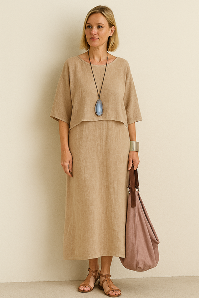 Nora - Vestido de dos piezas en lino auténtico