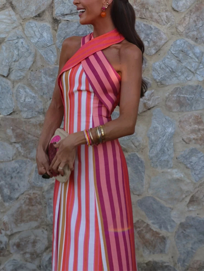 ELSA - VESTIDO LINO CON CUELLO HALTER