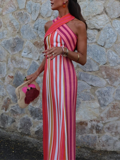 ELSA - VESTIDO LINO CON CUELLO HALTER