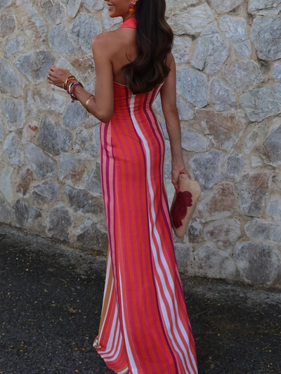 ELSA - VESTIDO LINO CON CUELLO HALTER