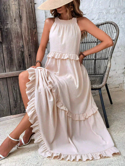 Anita - Elegante vestido sin mangas con volantes
