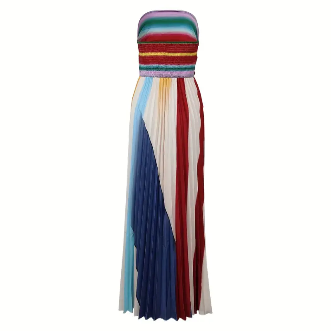 María - Vestido largo sin tirantes multicolor