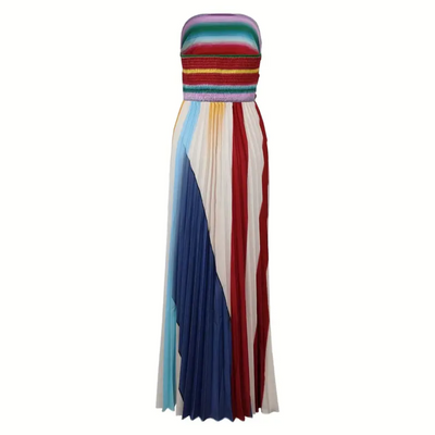 María - Vestido largo sin tirantes multicolor