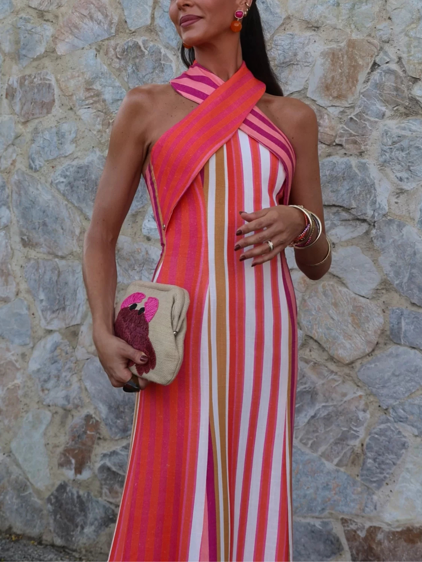 ELSA - VESTIDO LINO CON CUELLO HALTER