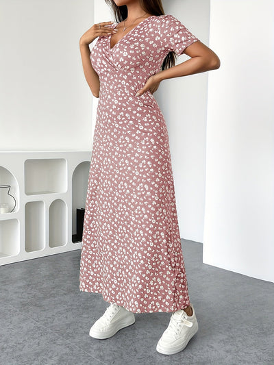 Primavera - Vestido floral elástico con escote en V