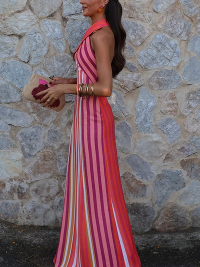 ELSA - VESTIDO LINO CON CUELLO HALTER