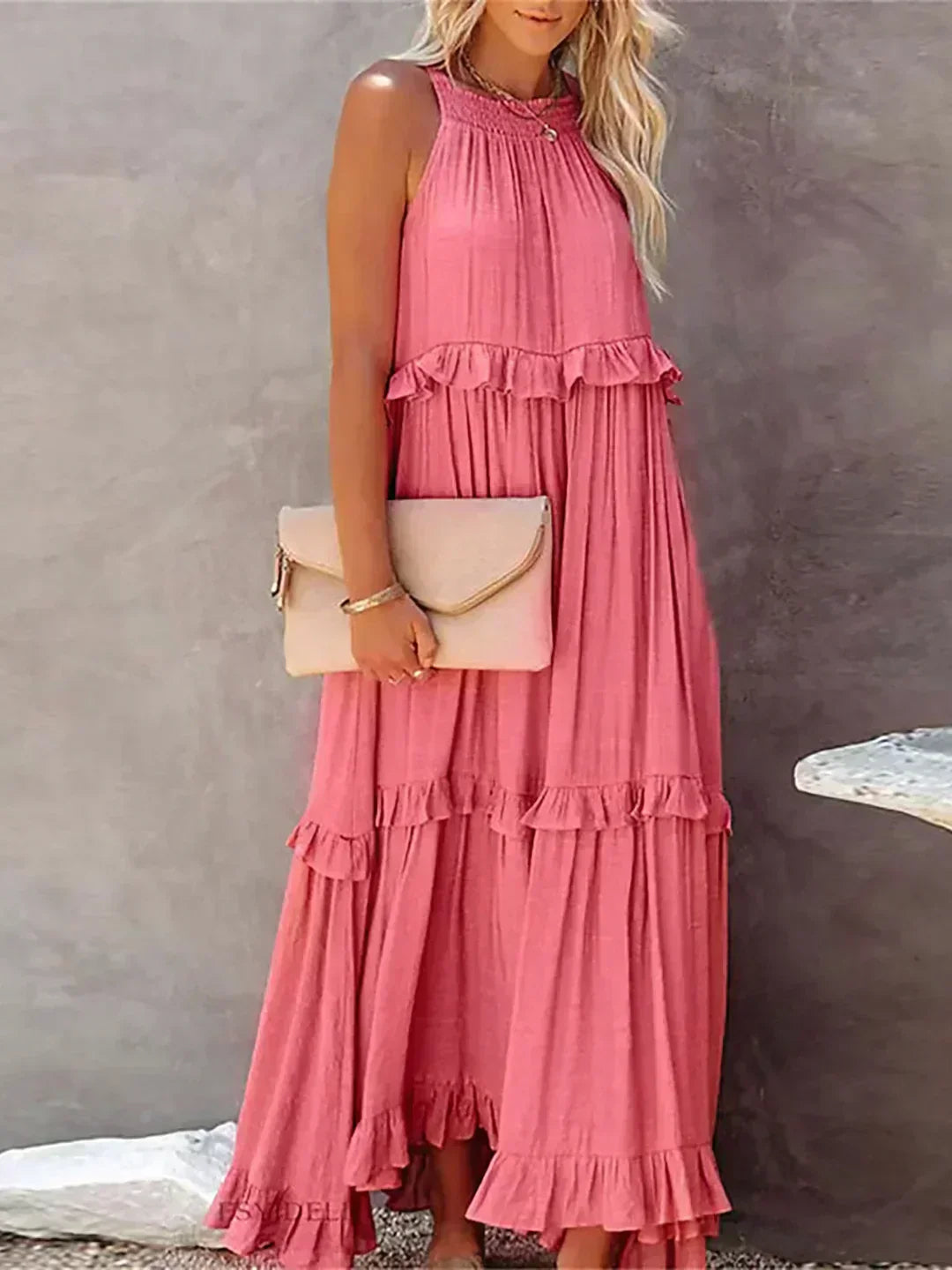 Anita - Elegante vestido sin mangas con volantes