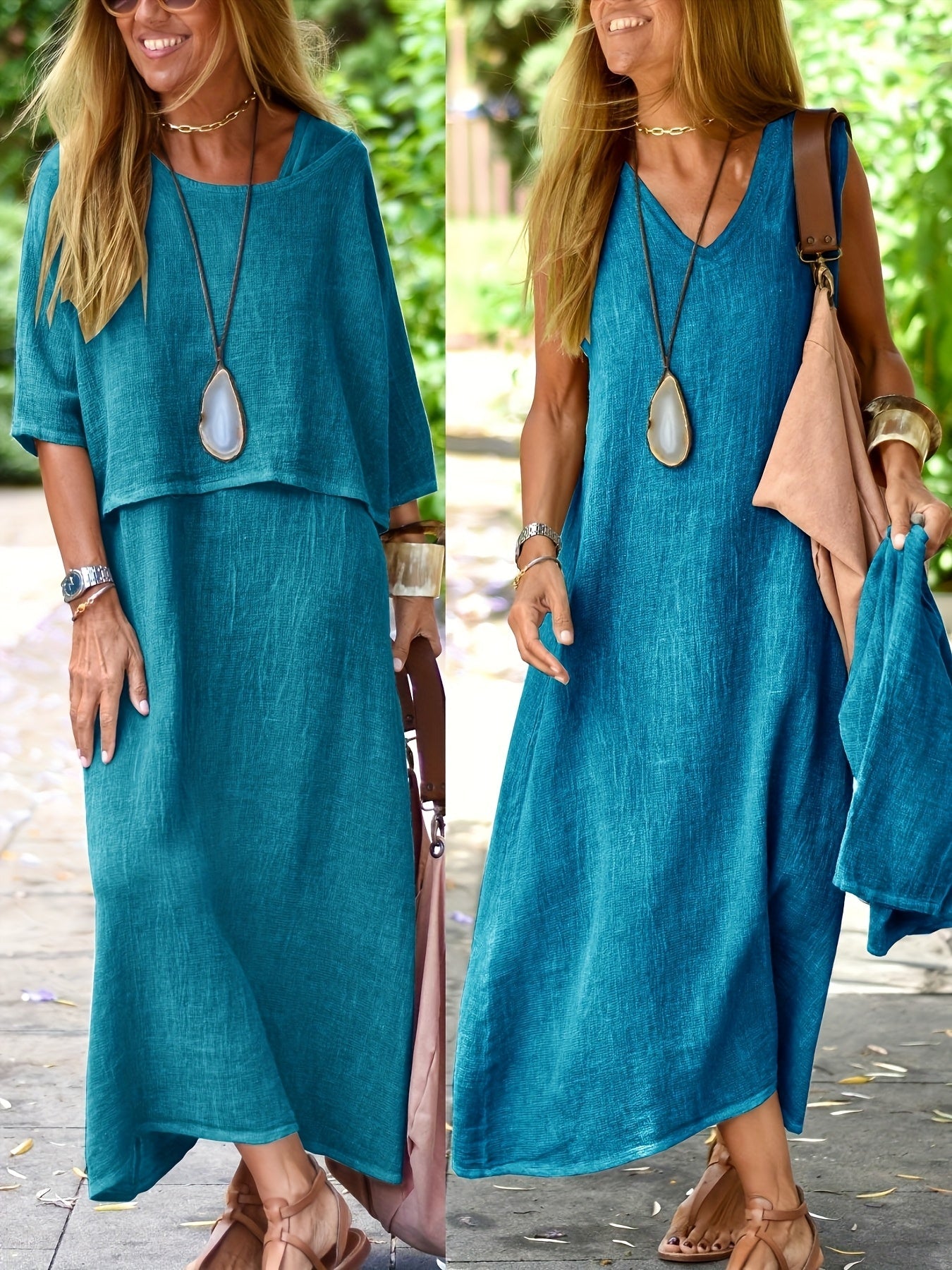 Nora - Vestido de dos piezas en lino auténtico
