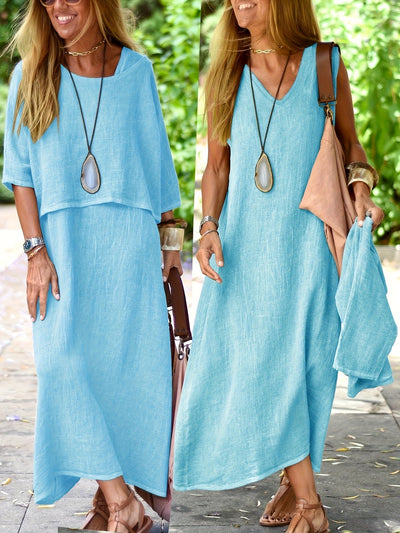 Nora - Vestido de dos piezas en lino auténtico