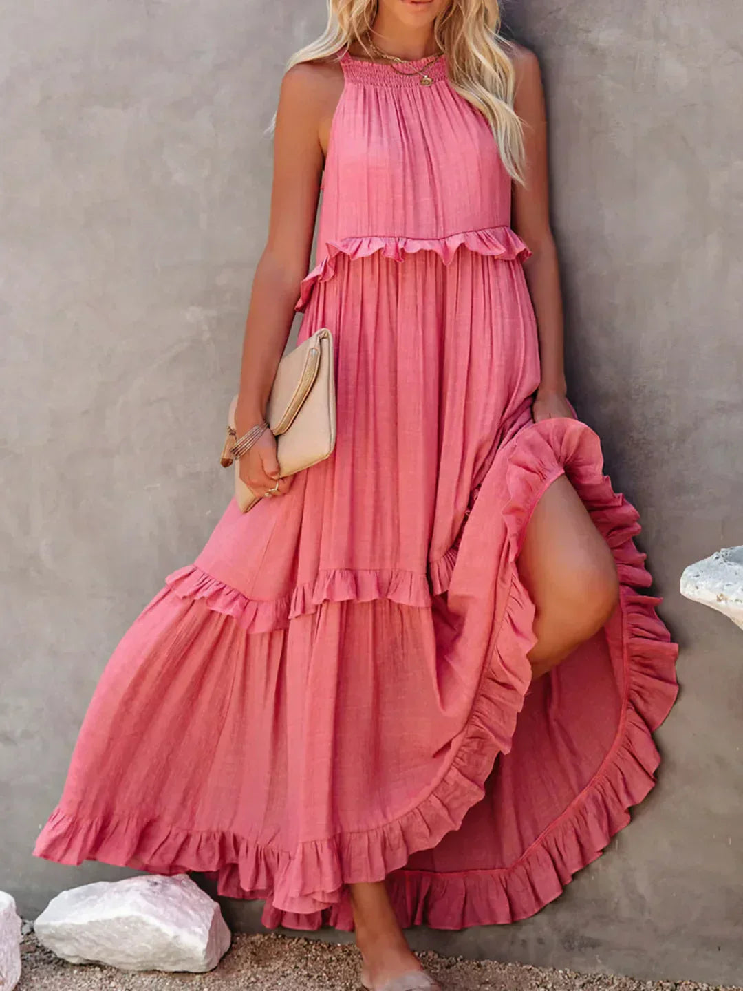 Anita - Elegante vestido sin mangas con volantes