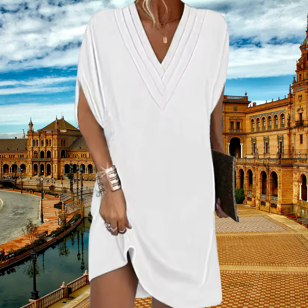 Leya - Vestido de verano con volantes y cuello en V