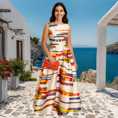 Marta - Vestido largo de seda blanco nuevo, sin mangas y de talle alto