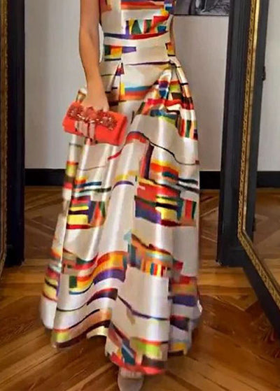 Marta - Vestido largo de seda blanco nuevo, sin mangas y de talle alto
