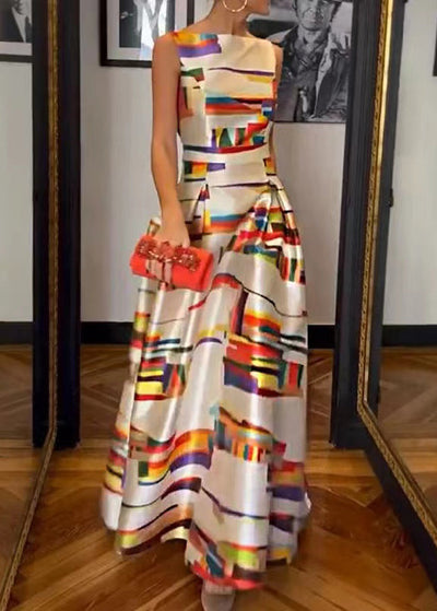 Marta - Vestido largo de seda blanco nuevo, sin mangas y de talle alto