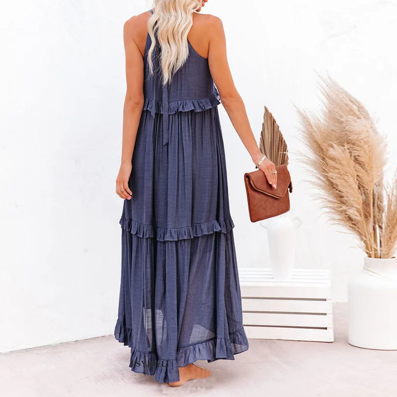 Anita - Elegante vestido sin mangas con volantes