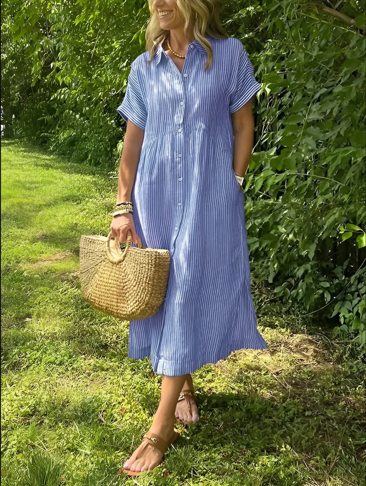 Coco - Vestido camisero a rayas con bolsillos