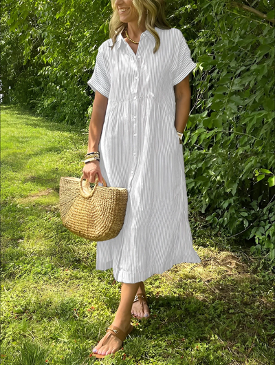 Coco - Vestido camisero a rayas con bolsillos