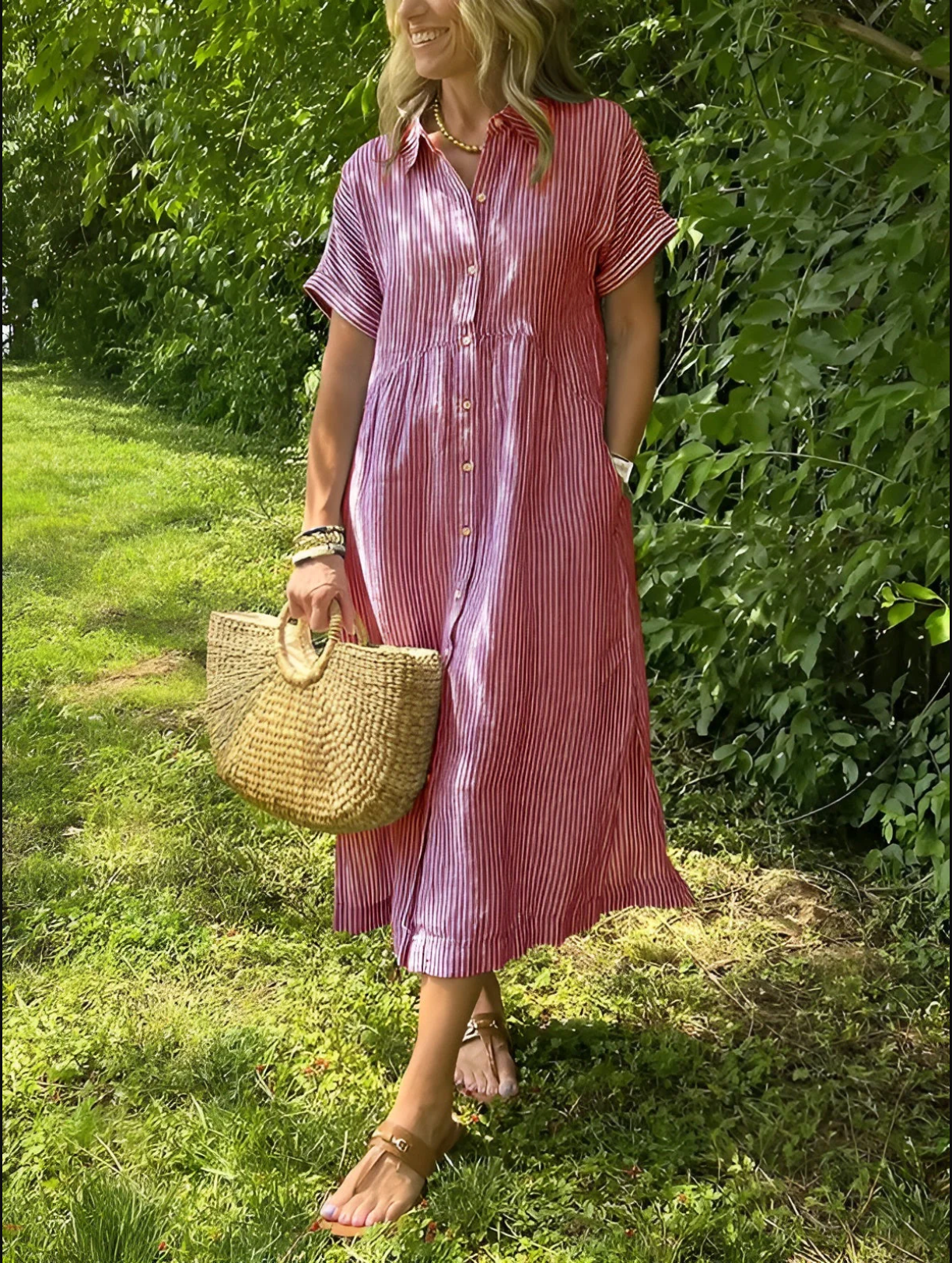 Coco - Vestido camisero a rayas con bolsillos