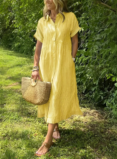 Coco - Vestido camisero a rayas con bolsillos