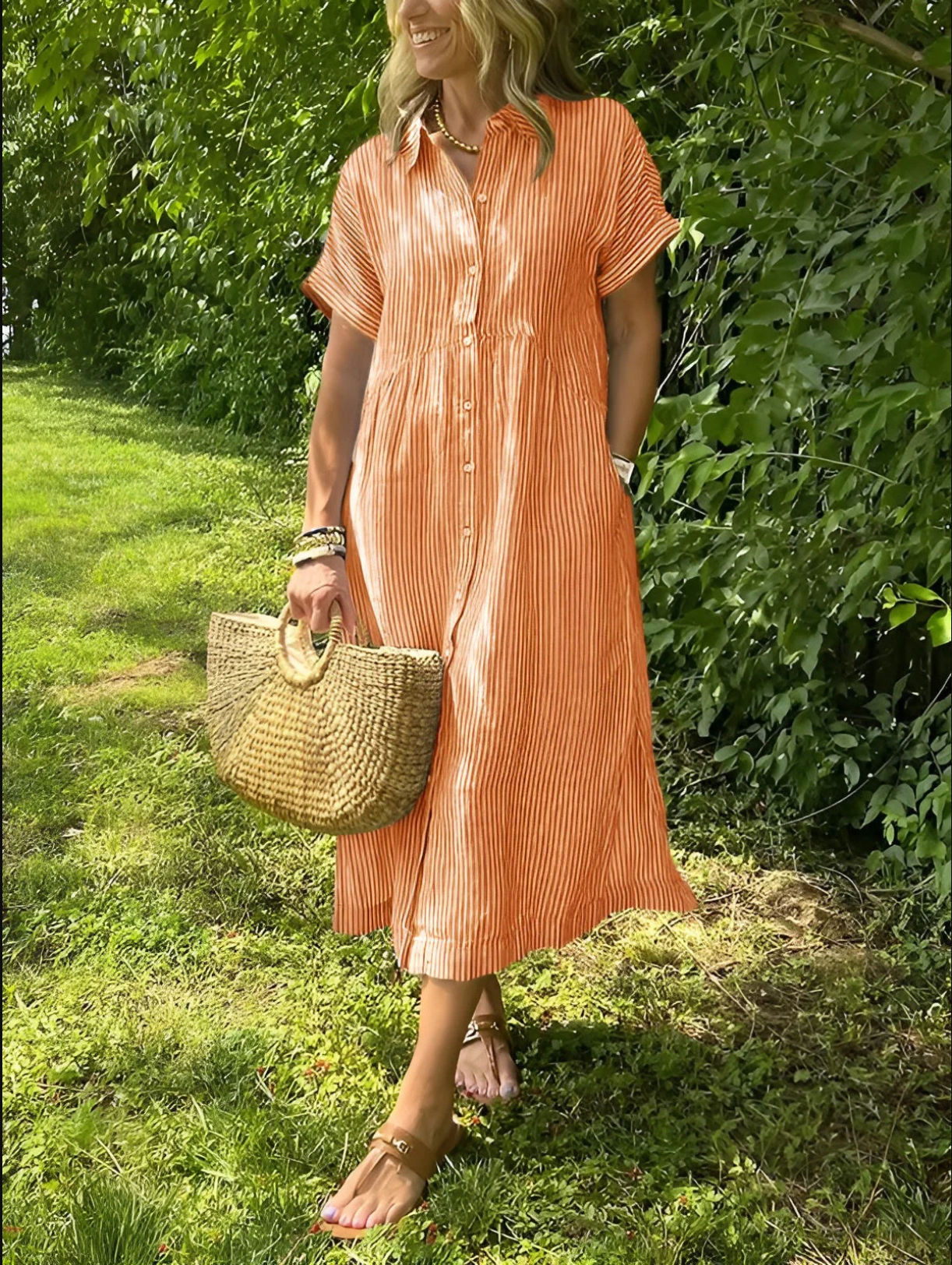 Coco - Vestido camisero a rayas con bolsillos