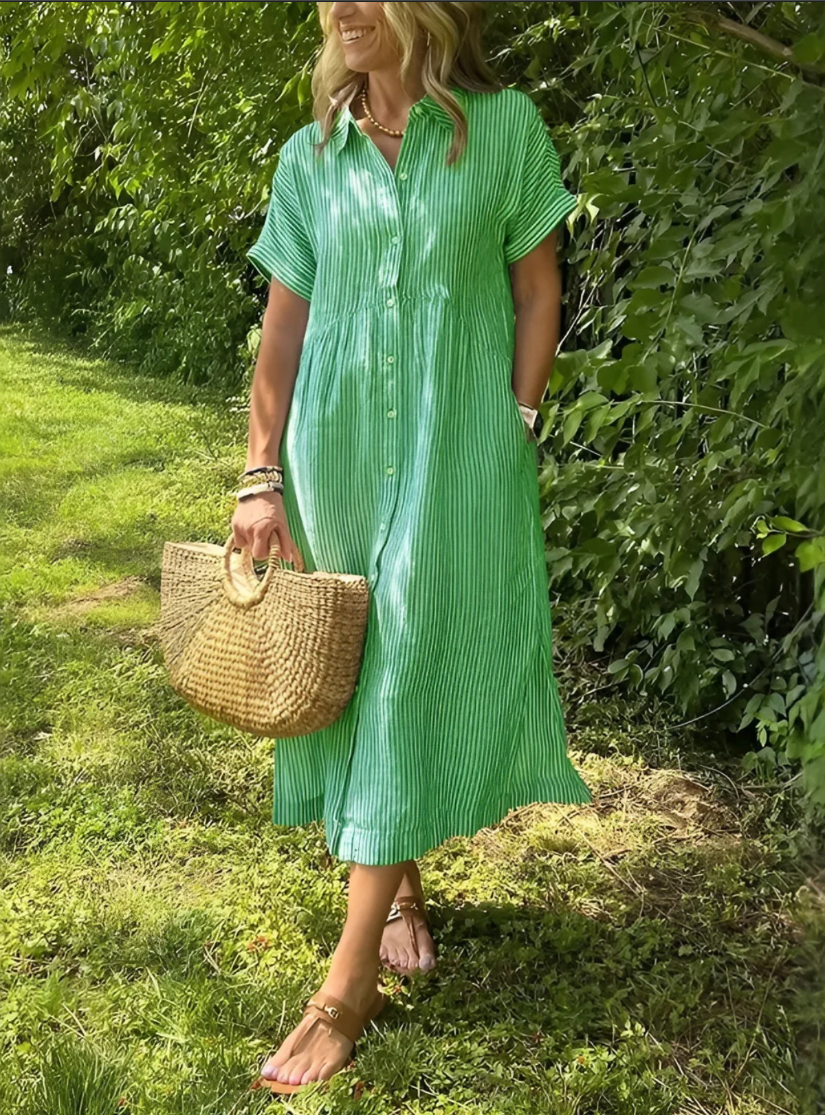 Coco - Vestido camisero a rayas con bolsillos