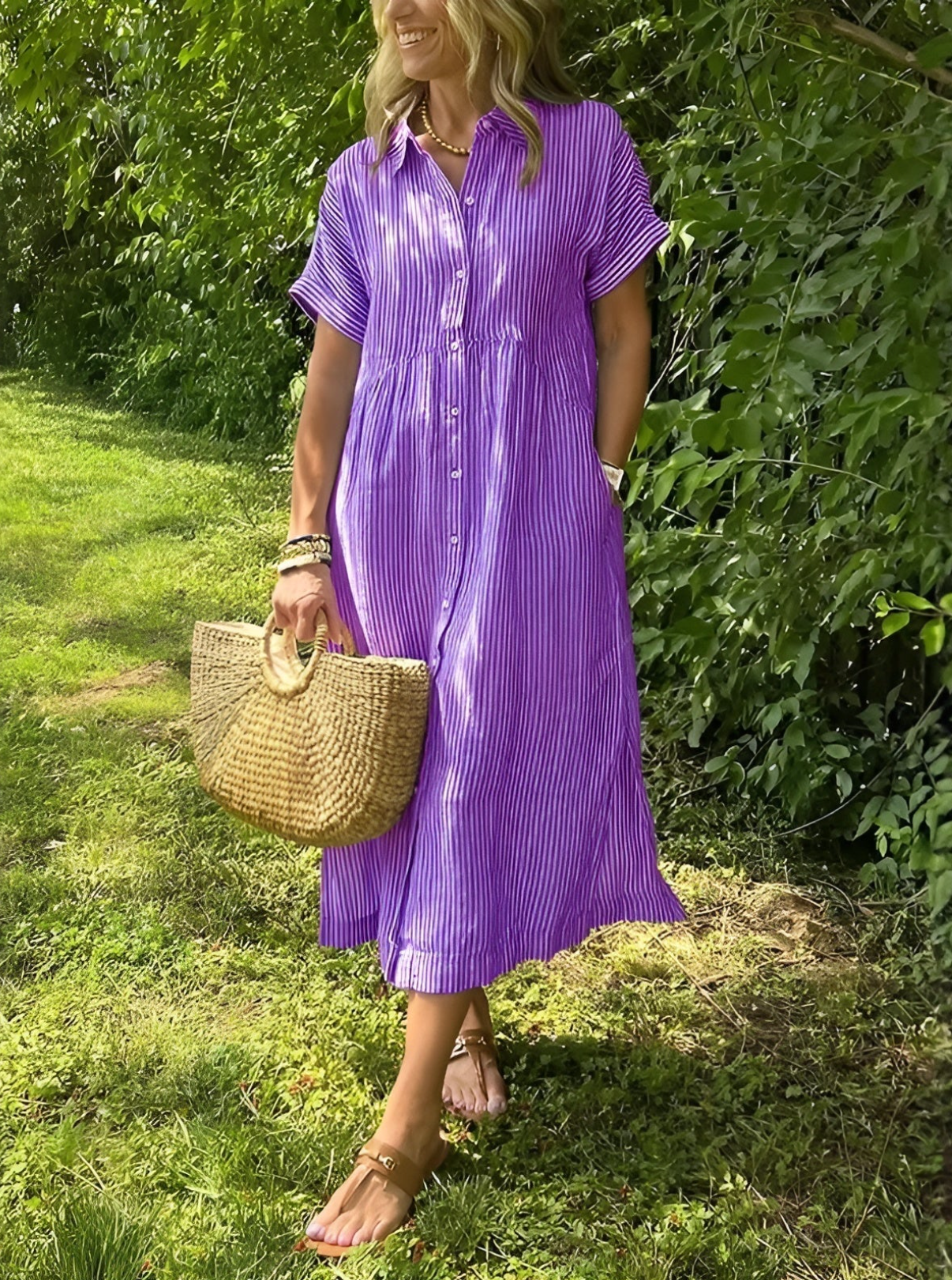 Coco - Vestido camisero a rayas con bolsillos