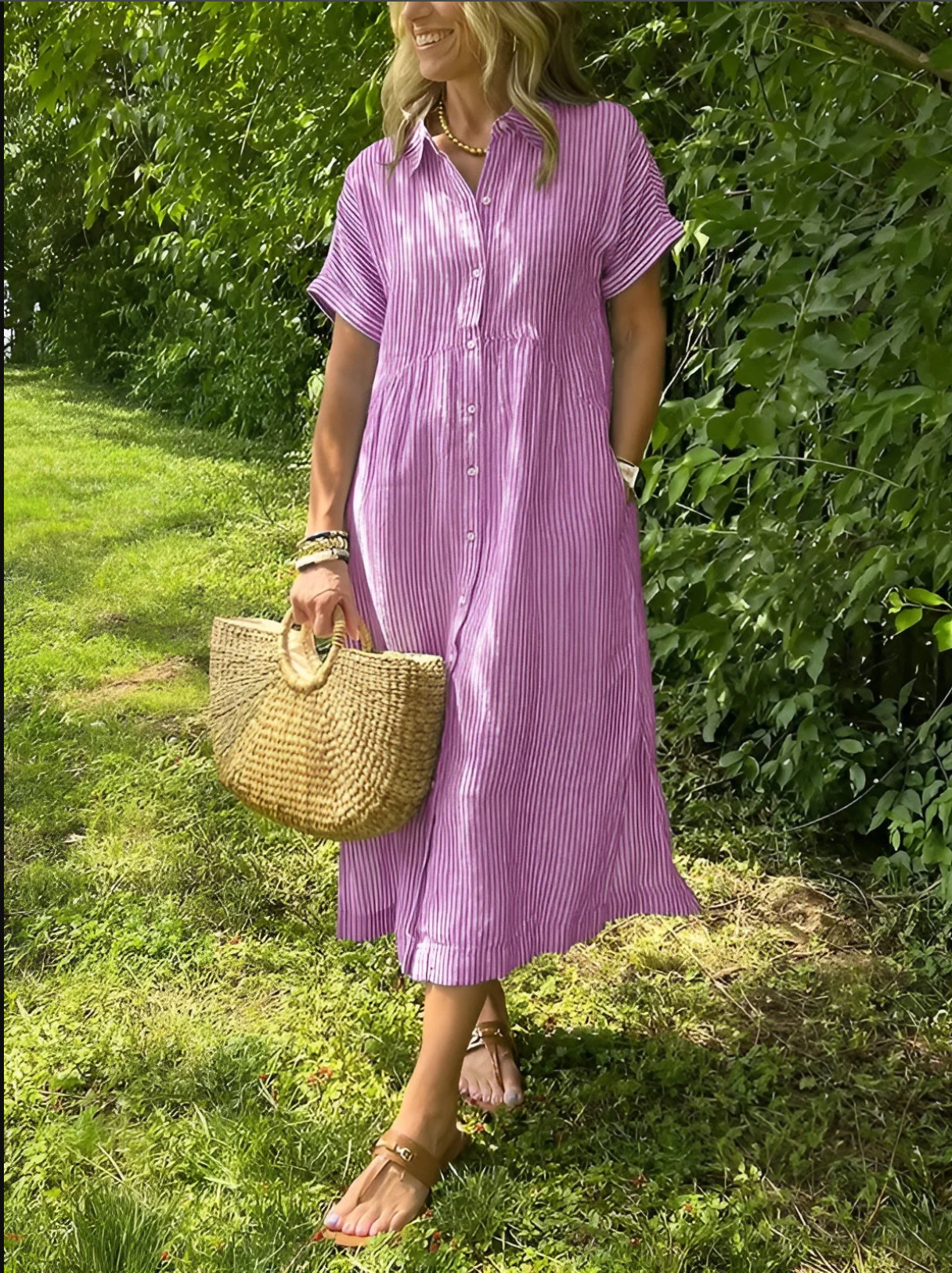 Coco - Vestido camisero a rayas con bolsillos