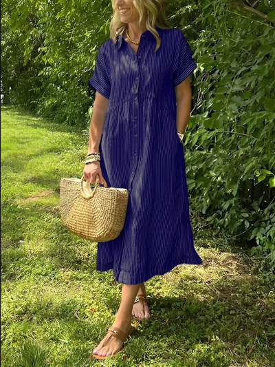 Coco - Vestido camisero a rayas con bolsillos