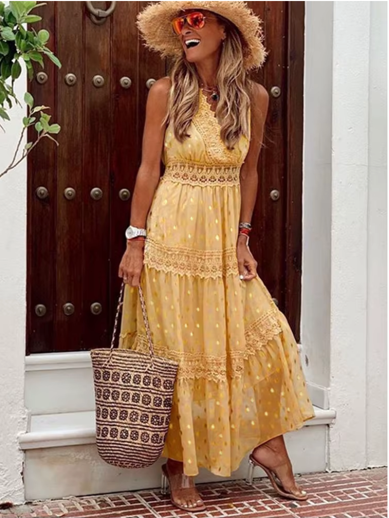 Elisa - Vestido bohemio ligero para la playa
