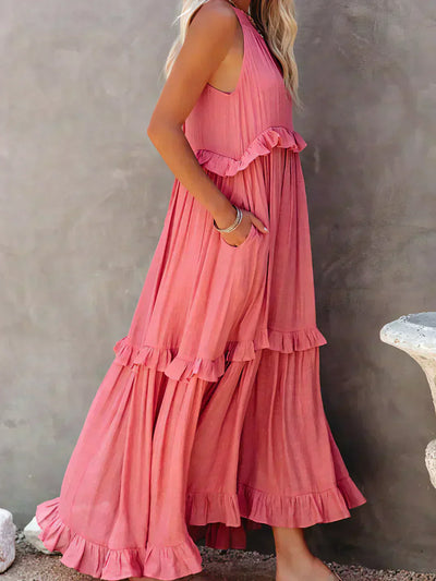 Anita - Elegante vestido sin mangas con volantes