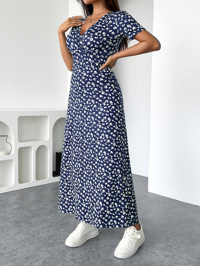 Primavera - Vestido floral elástico con escote en V