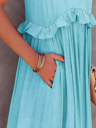 Anita - Elegante vestido sin mangas con volantes