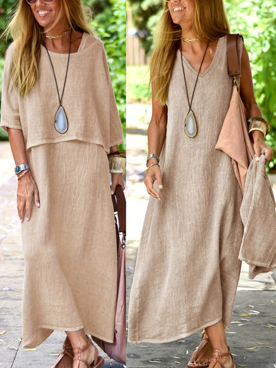 Nora - Vestido de dos piezas en lino auténtico