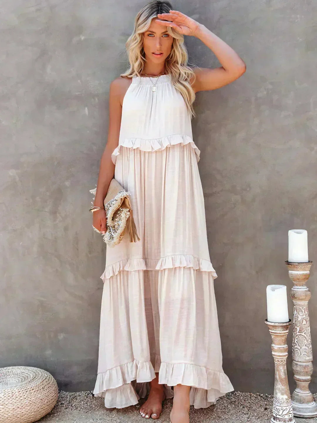 Anita - Elegante vestido sin mangas con volantes