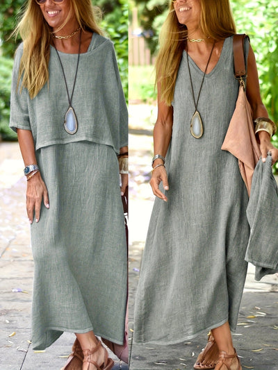 Nora - Vestido de dos piezas en lino auténtico